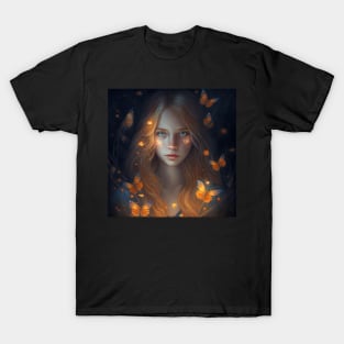 Blonde Butterfly Girl T-Shirt